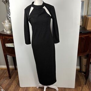 ZARA SZ M Maxi Sweater Dress w/Cut Outs NWT contouring classy sexy Long Sleeves